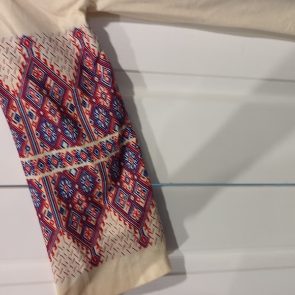 Greek Handmade Patterned Dress with Red and Blue Accents - Picture 5 of 13